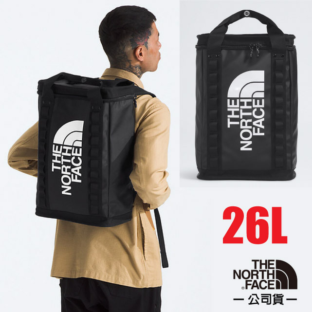 【The North Face】大Logo 26L多功能日用減壓雙肩背包/書包/3KYF-53R 宇宙黑 N V✿30E010
